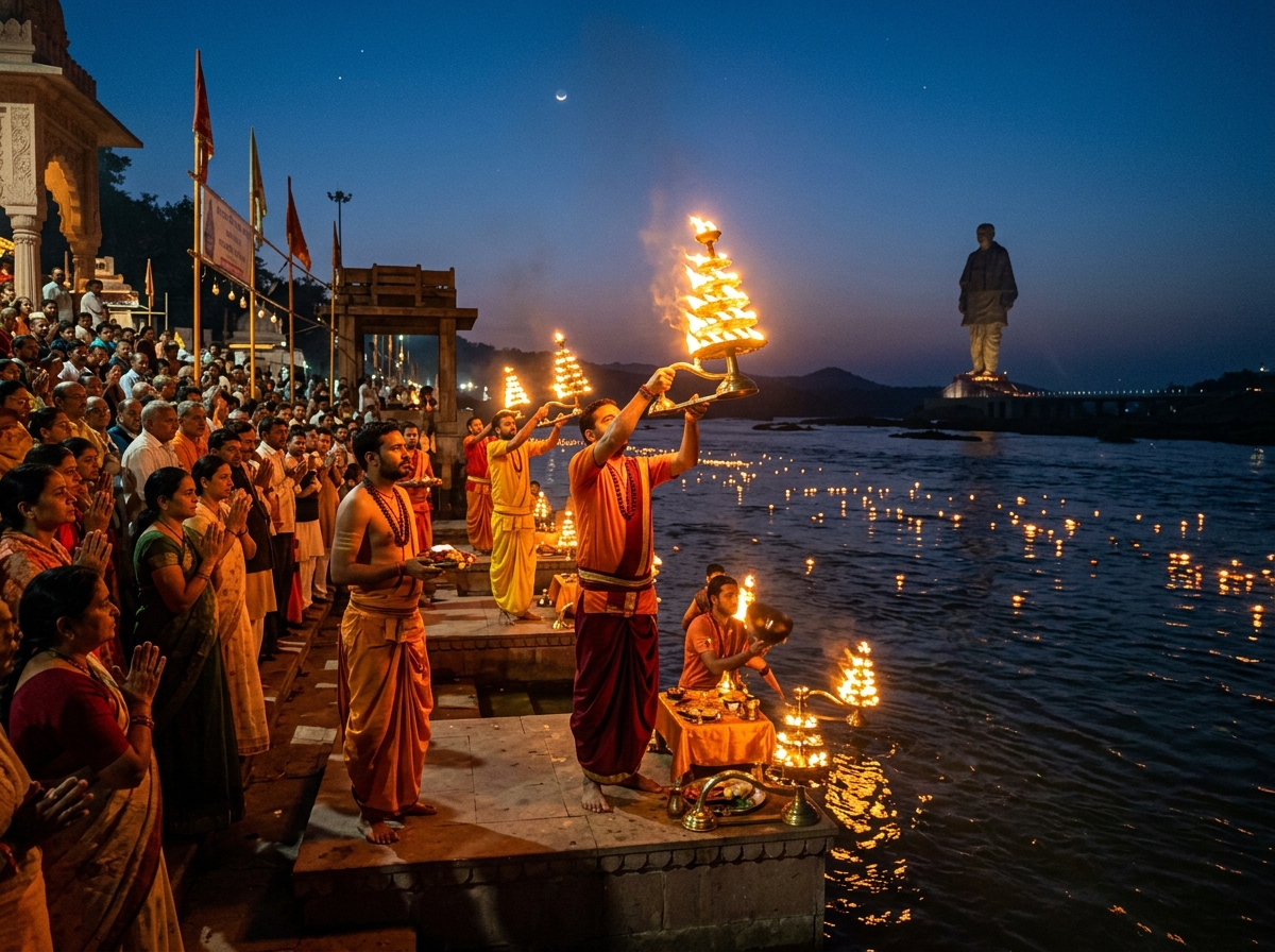 Narmada Maha Aarti Gora Ghat Statue of Unity